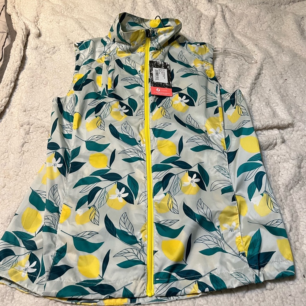 Oiselle Yellow and Green Floral Vest